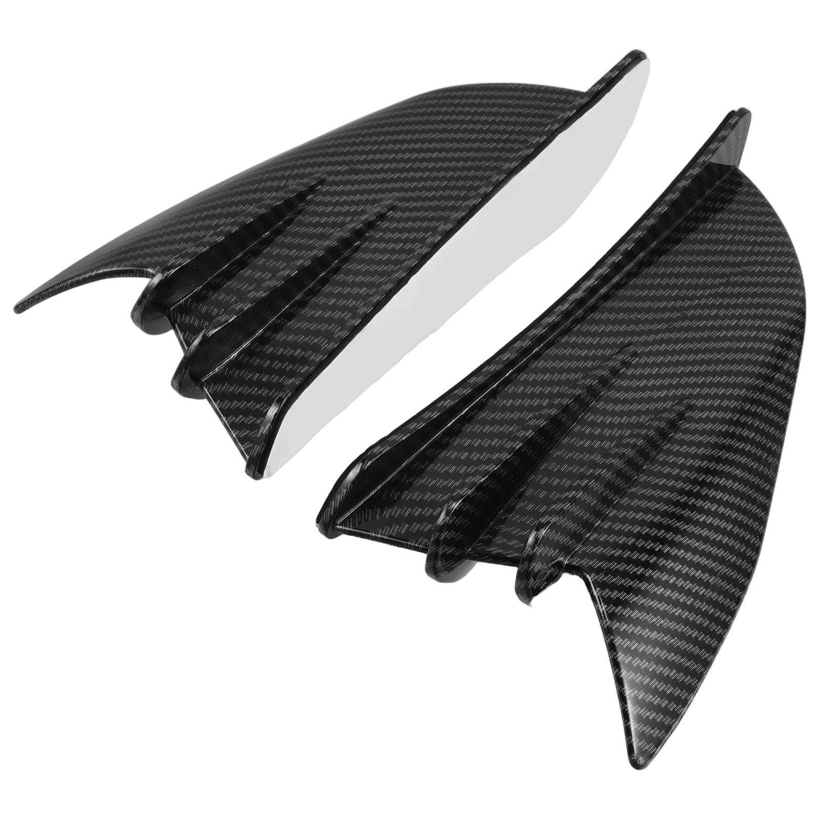 Dayesque 2pcs Motorcycle Body Kit With Side Wind Fin And Rear Wings , Anti-Collision Carbon Fiber Appearance